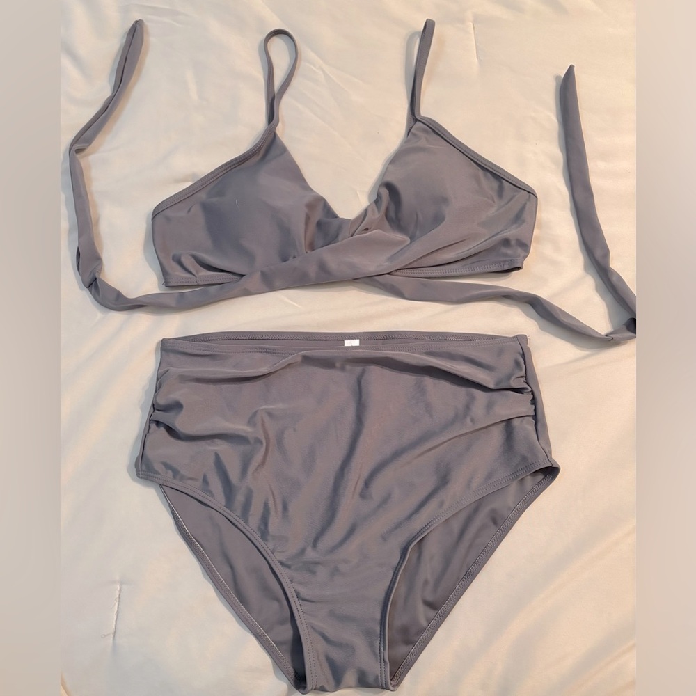 NWOT High-Waisted Gray Bikini Set